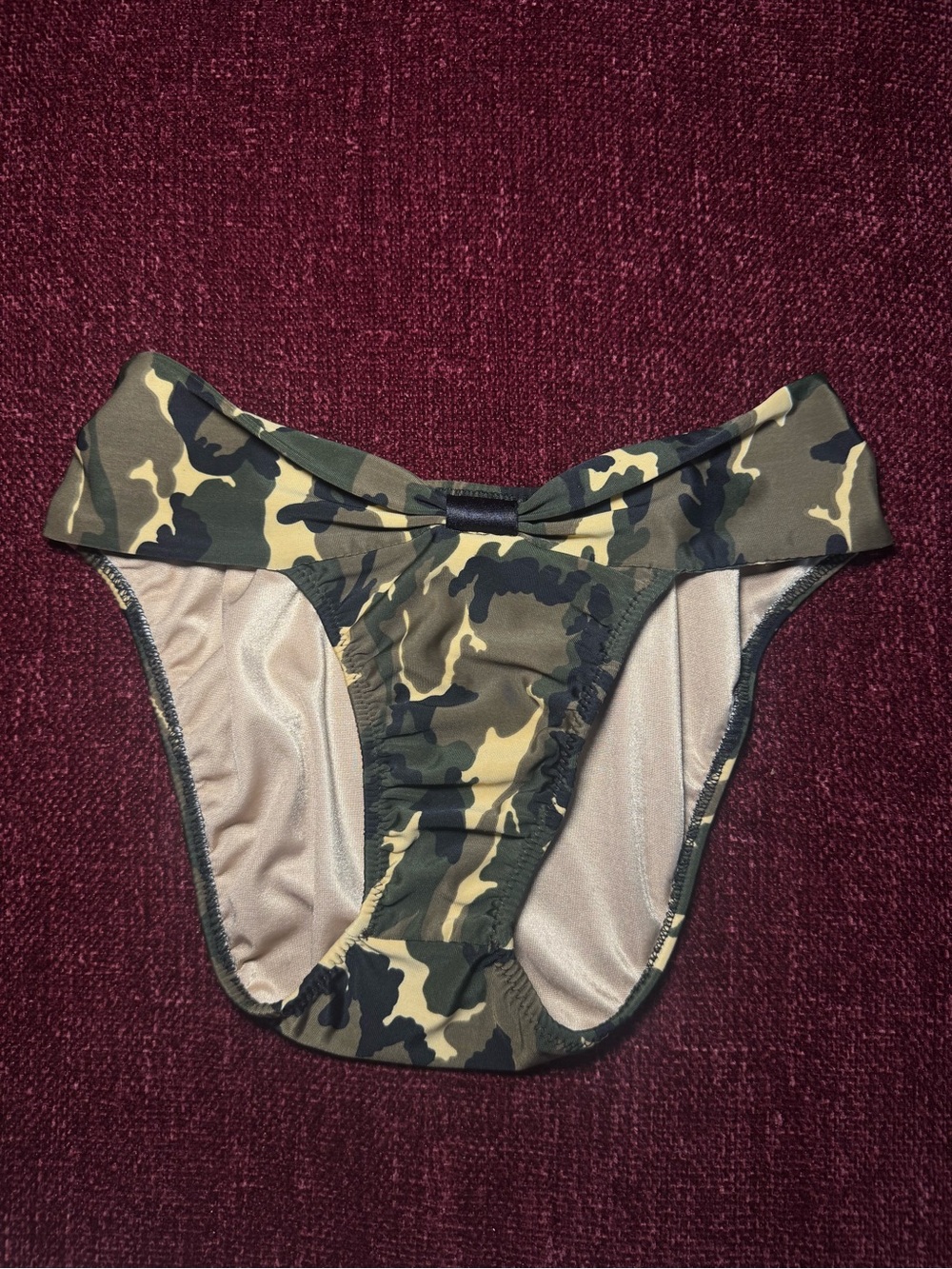 Y2K Swimwear Camo Bikini Bottoms - Green & Tan